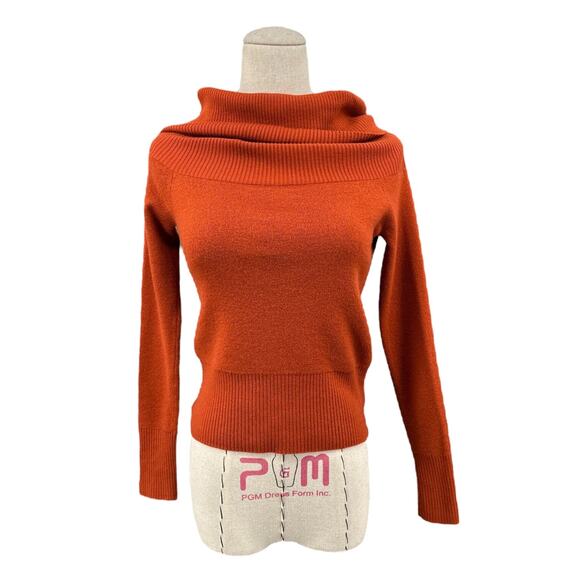 W by Worth Orange Off The‎ Shoulder Long Sleeves Ribbed Hem Sweater XS - Picture 1 of 8